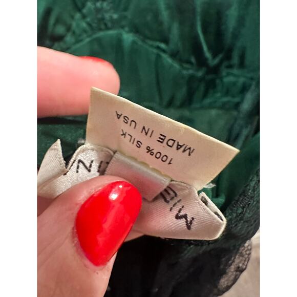 Miguelina Women's Medium Green Black Floral Sexy Sheer Lingerie Lace Slip Dress - Picture 8 of 11